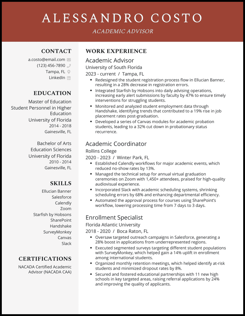 13 Academic Advisor Resume Examples That Worked in 2026