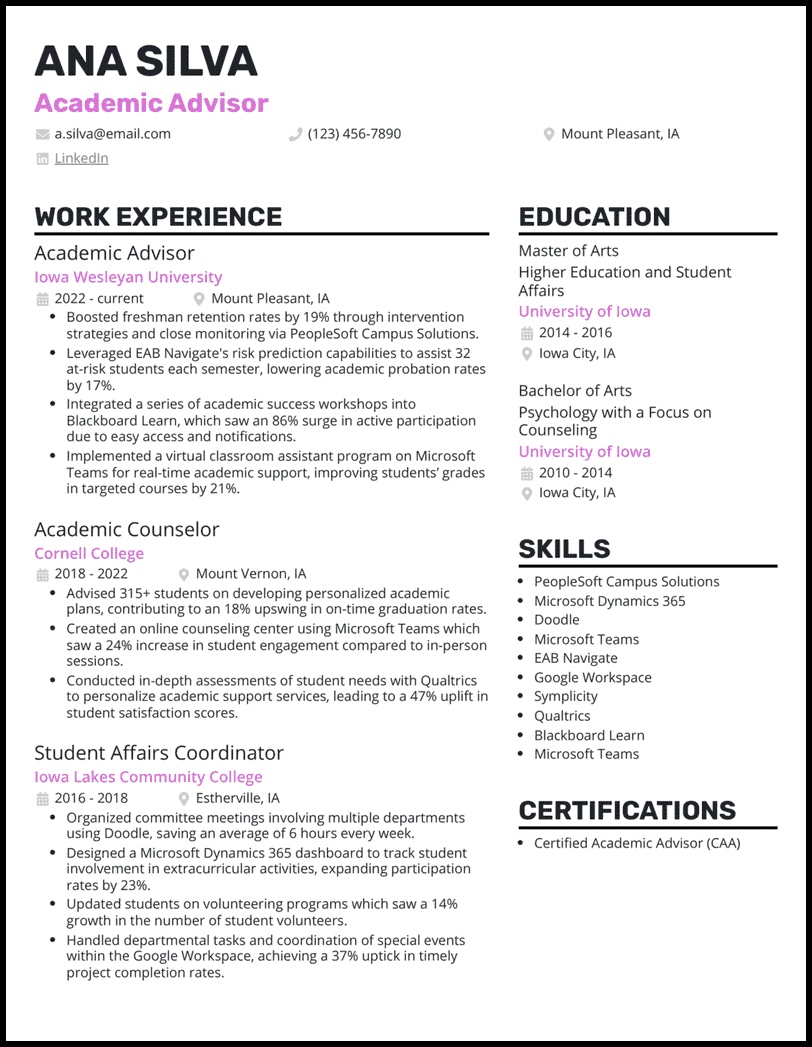 13 Academic Advisor Resume Examples That Worked in 2026