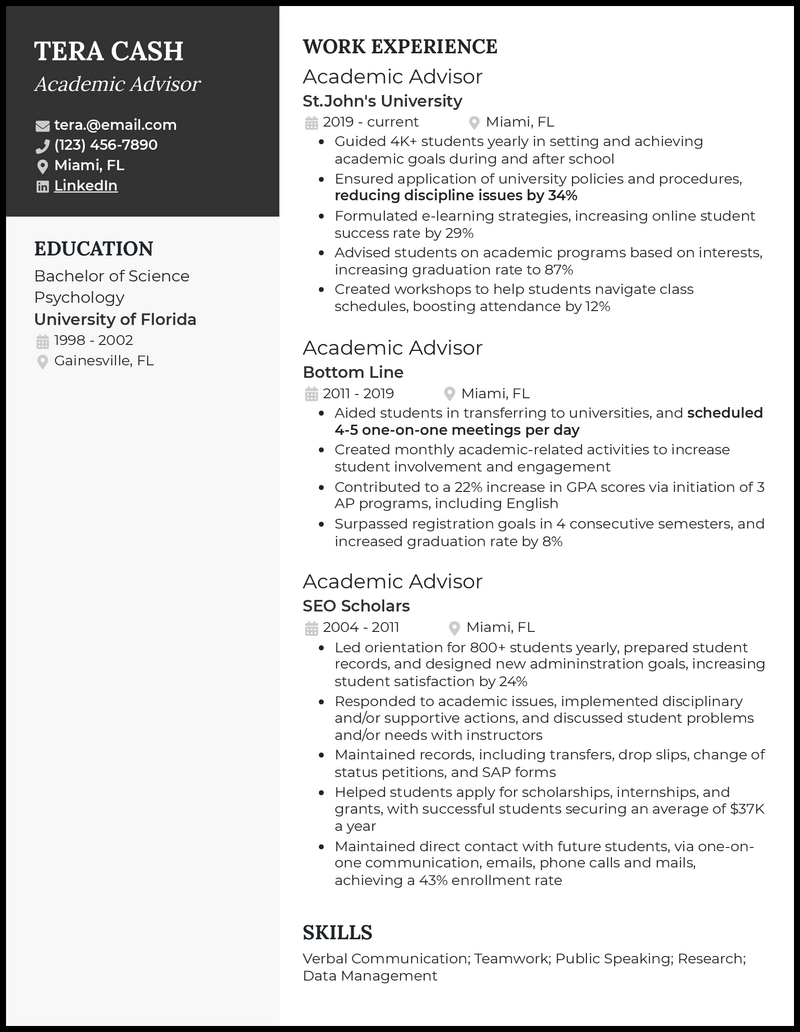 13 Academic Advisor Resume Examples That Worked In 2025
