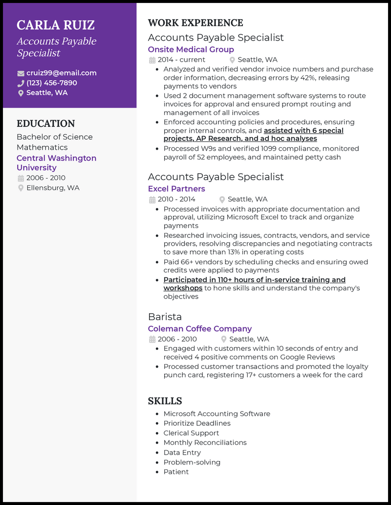 3 Accounts Payable Specialist Resume Examples For 2023   Accounts Payable Specialist Elegant Resume Example 