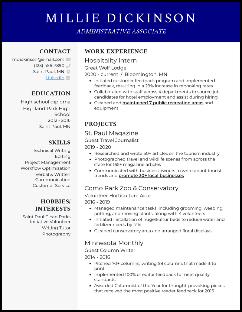 Modern administrative associate resume example