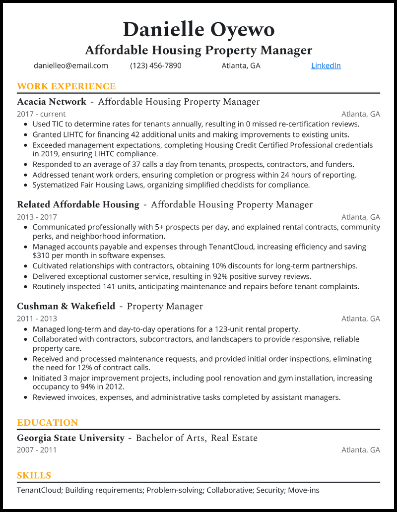 11 Property Manager Resume Templates - Affordable Housing Property Manager Yellow Resume Example 