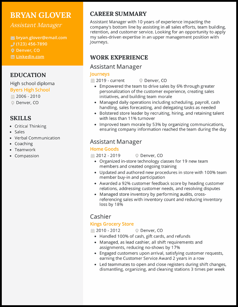 7 Assistant Manager Resume Examples for 2024