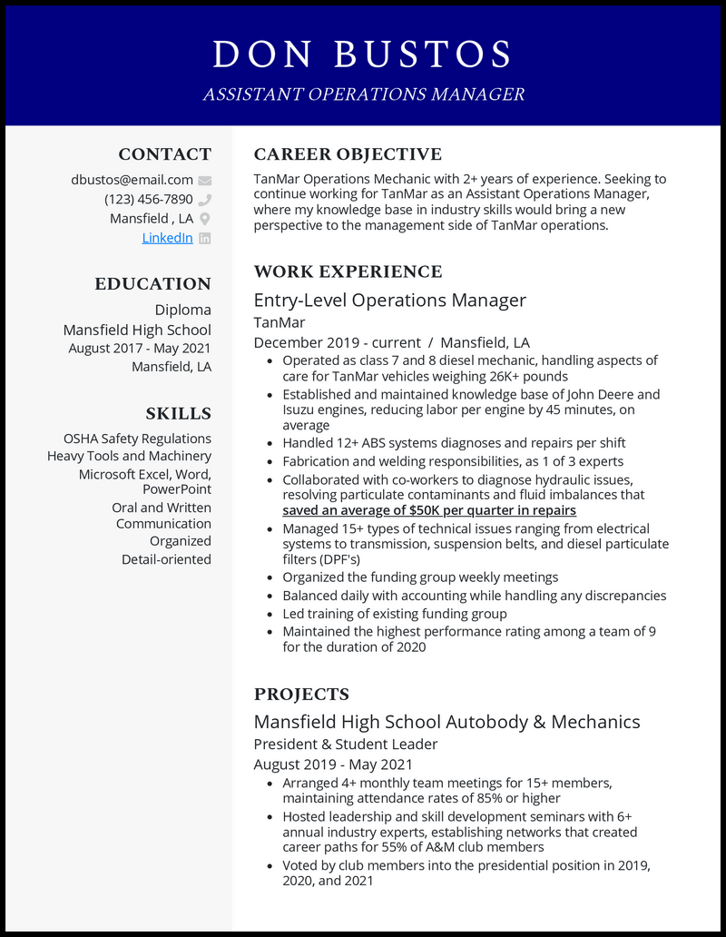 3 Assistant Operations Manager Resume Examples for 2024