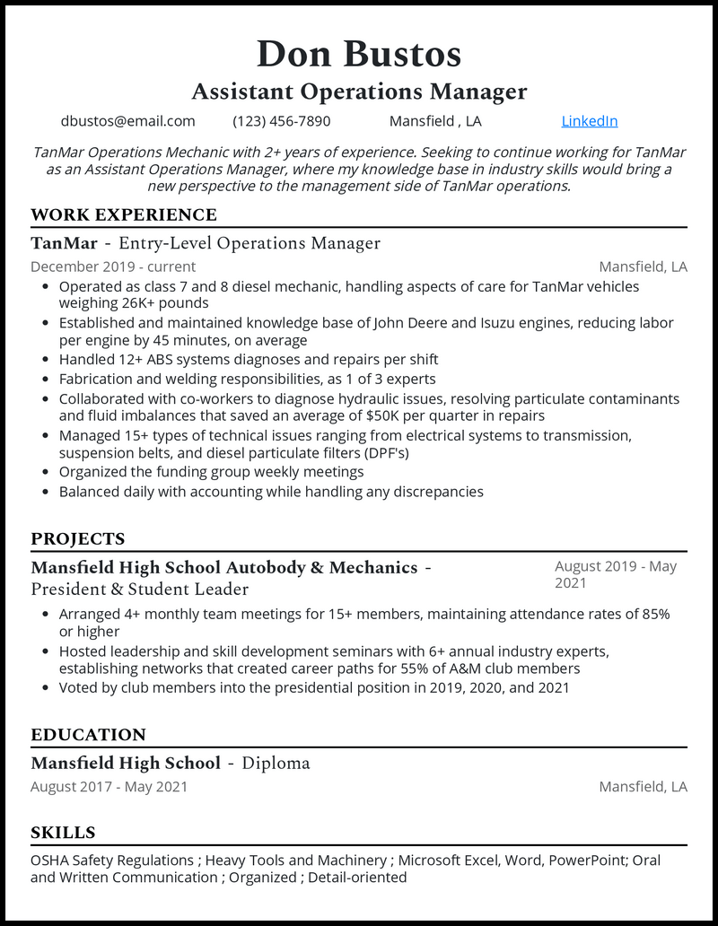 sample resume assistant manager hr operations