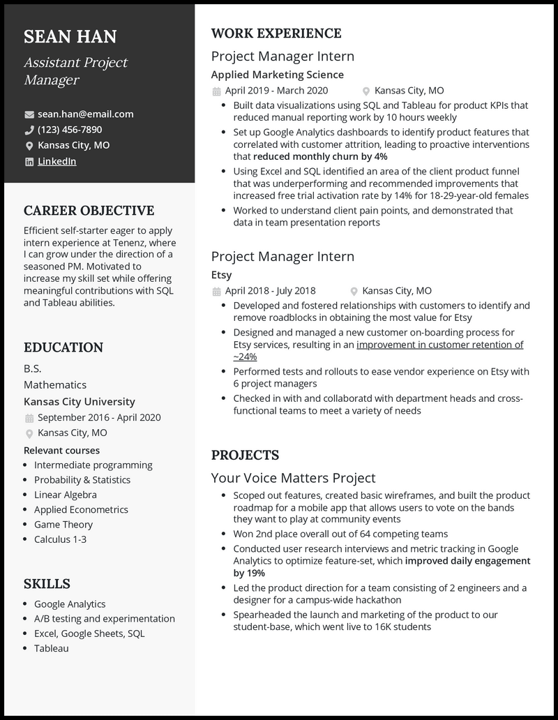 assistant project manager job description resume