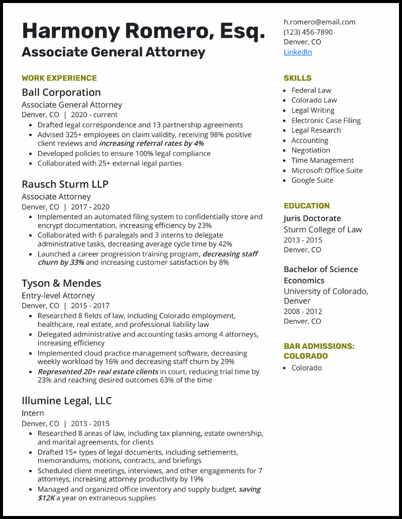 resume examples attorney