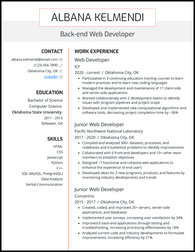 15 Web Developer Resume Examples Built for 2024