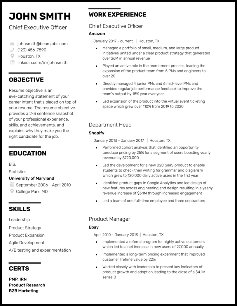 Basic Google Docs resume template