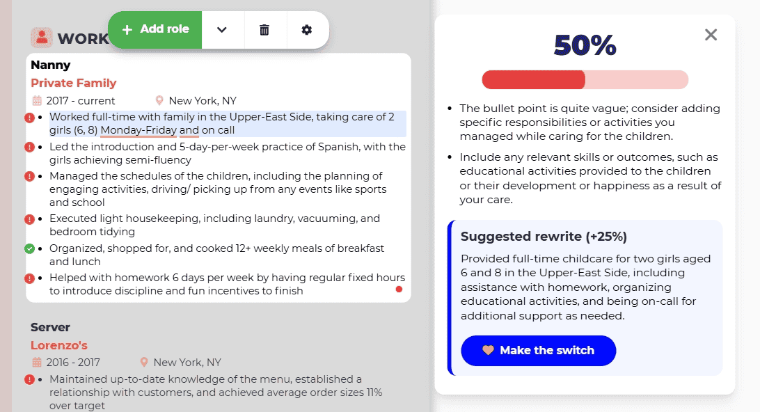 BeamJobs AI resume  bullet points generator