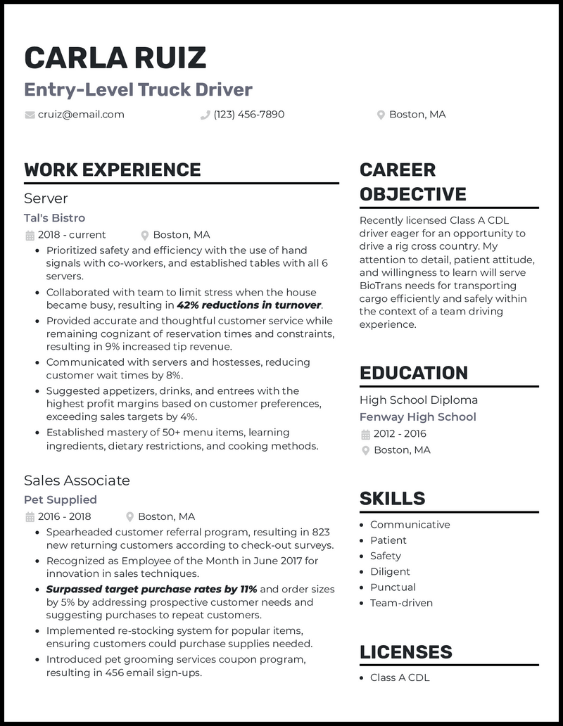 5 Beginner Truck Driver Resume - Beginner Truck Driver Gray Resume Example 
