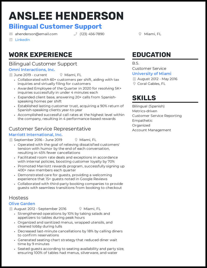 14 Customer Service Resume Examples For 2022 2023 