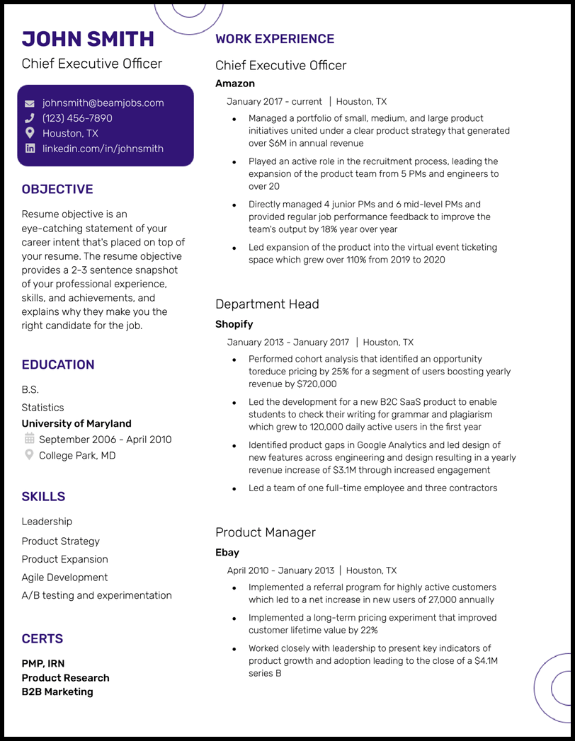 Blue bubble resume template for Google Docs