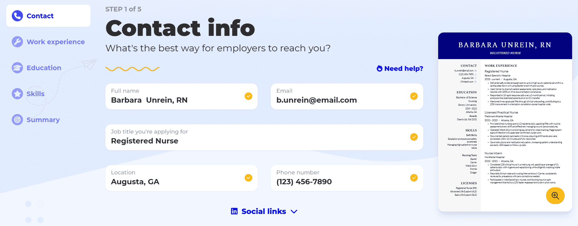 Let’s help you build your nursing resume step by step