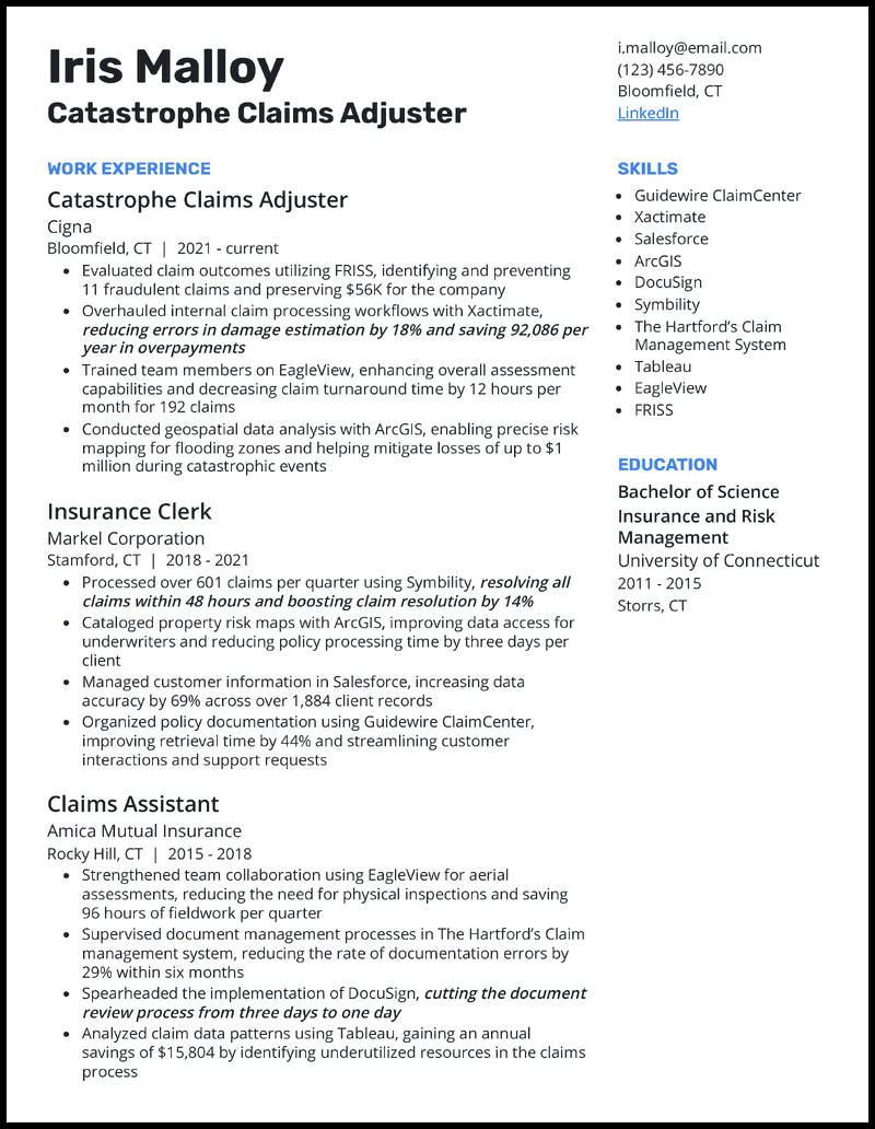 15 Claims Adjuster Resume Samples For 2026