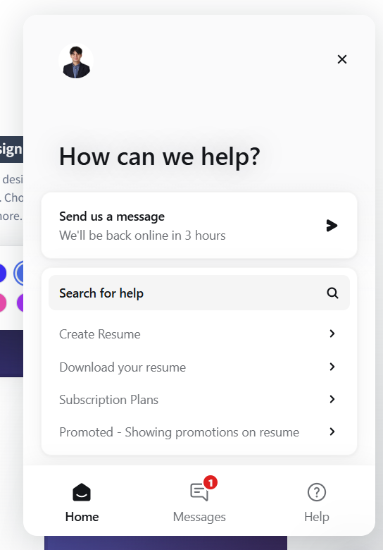 Rezi offers customer servcie and guidance through their chat feature