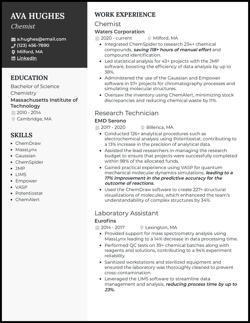 Entry Level Chemistry Resume at sasmillenniumblog Blog