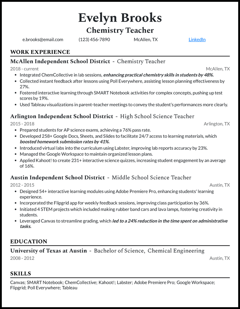 Chemistry Teacher Cv Sample Chemistry Teacher Cv Sample