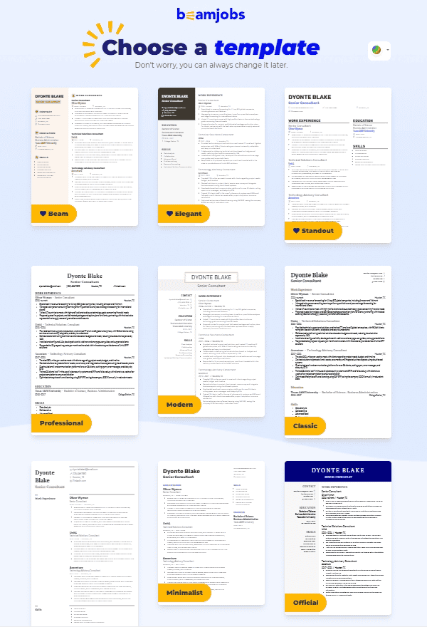 BeamJobs consulting builder templates