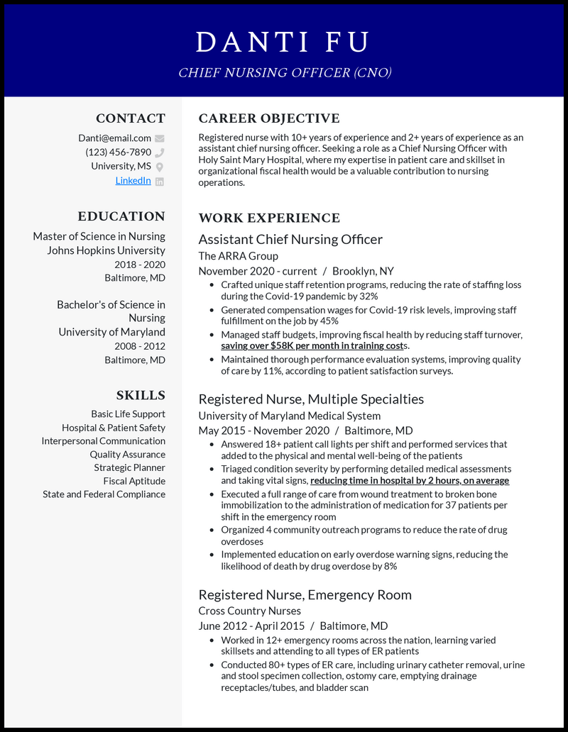 3 CNO Resume Examples For 2024