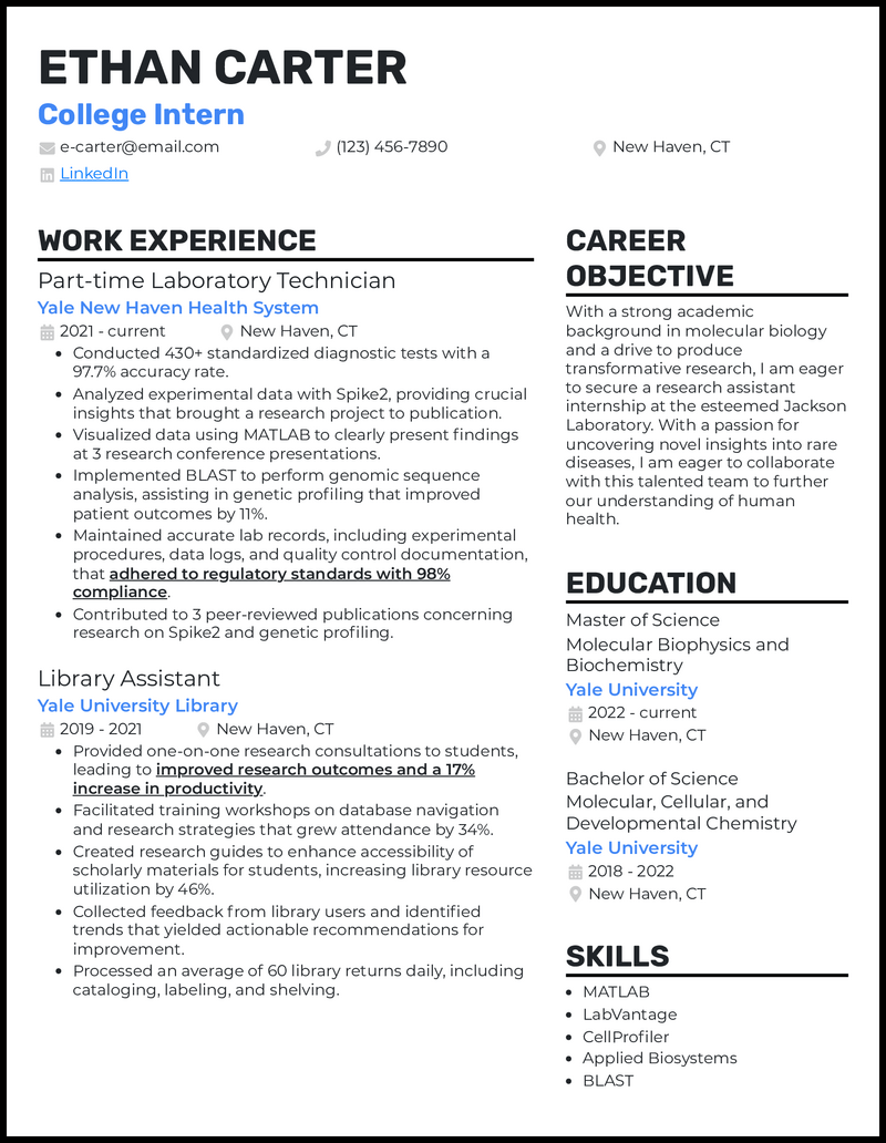 3 College Internship Resume Examples That Got Jobs in 2024