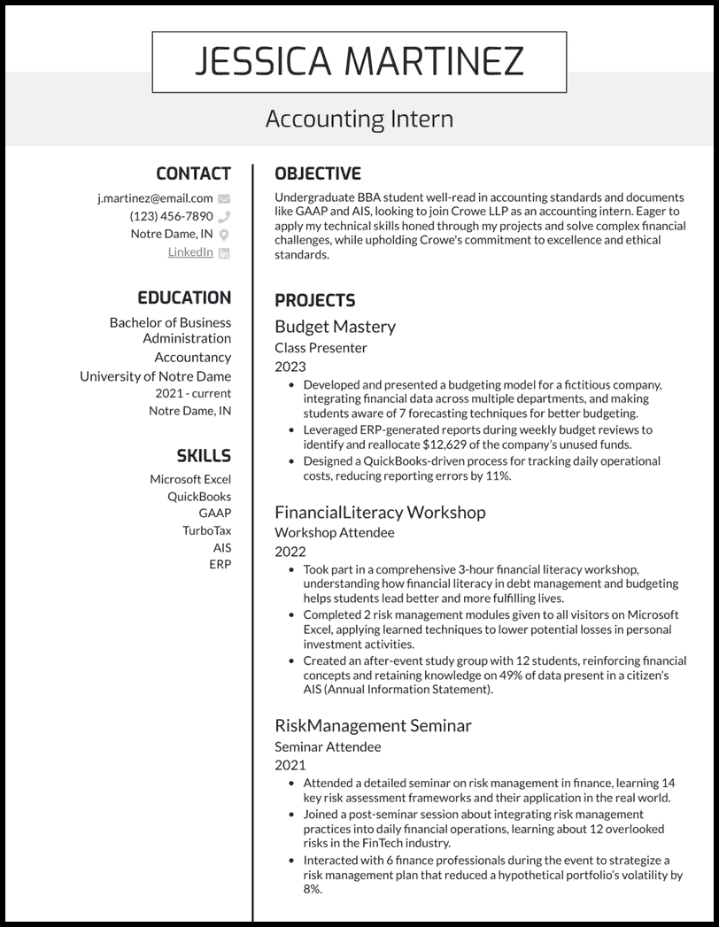 10 College Student Internship Resume - College Student For Internship 2 Black Resume Example 