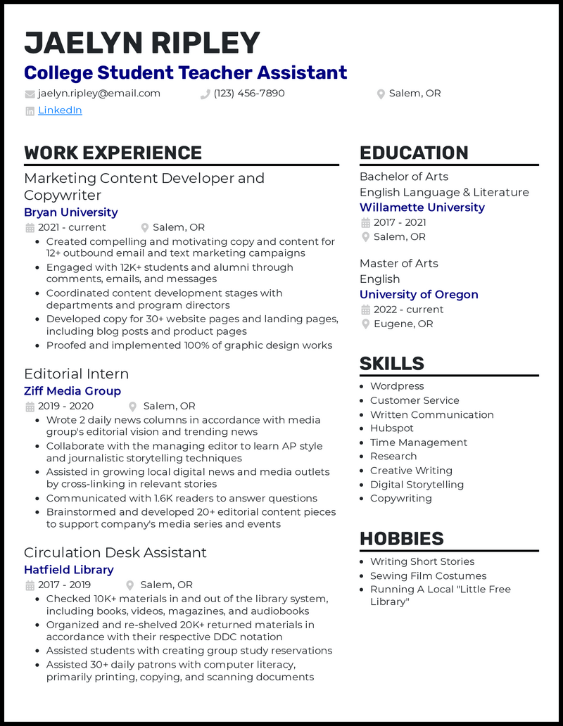 college resume project