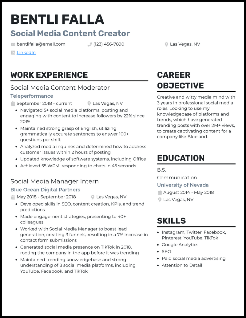 3 Content Creator Resume Examples Proven to Work in 2023