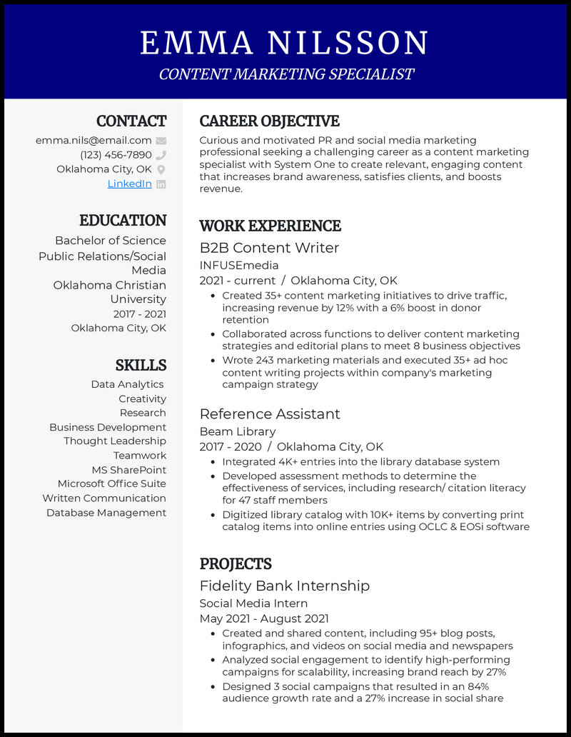 3 Content Marketing Specialist Resume Examples For 2024