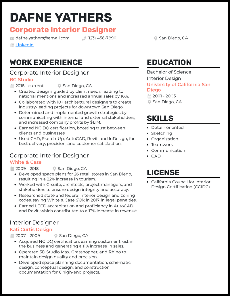 Entry Level Interior Design Resume