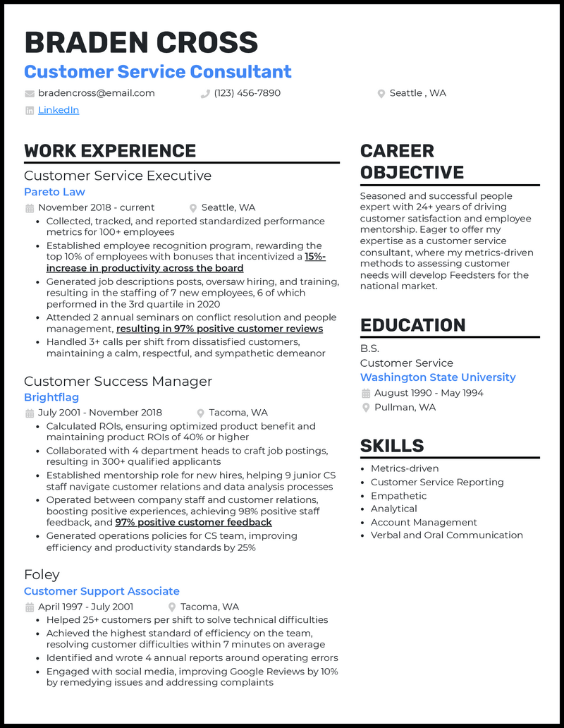 service consultant resume