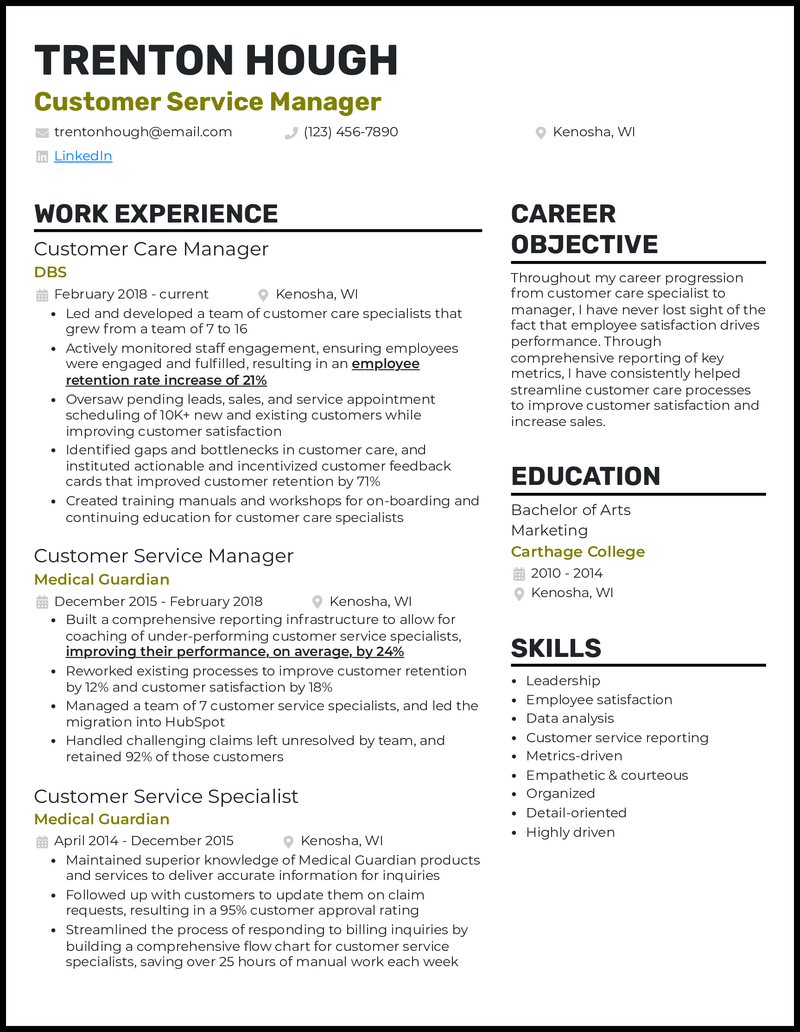 5 Customer Service Manager Resume - Customer Service Manager Olive Resume Example