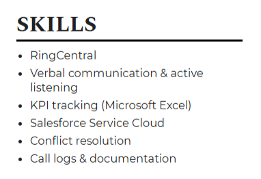 Customer service resume skills generated with AI