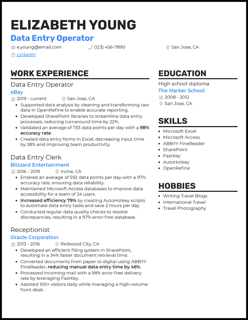 cv for data entry 8 data entry resume examples for 2024