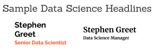 Sample Data Science Resume Headlines.