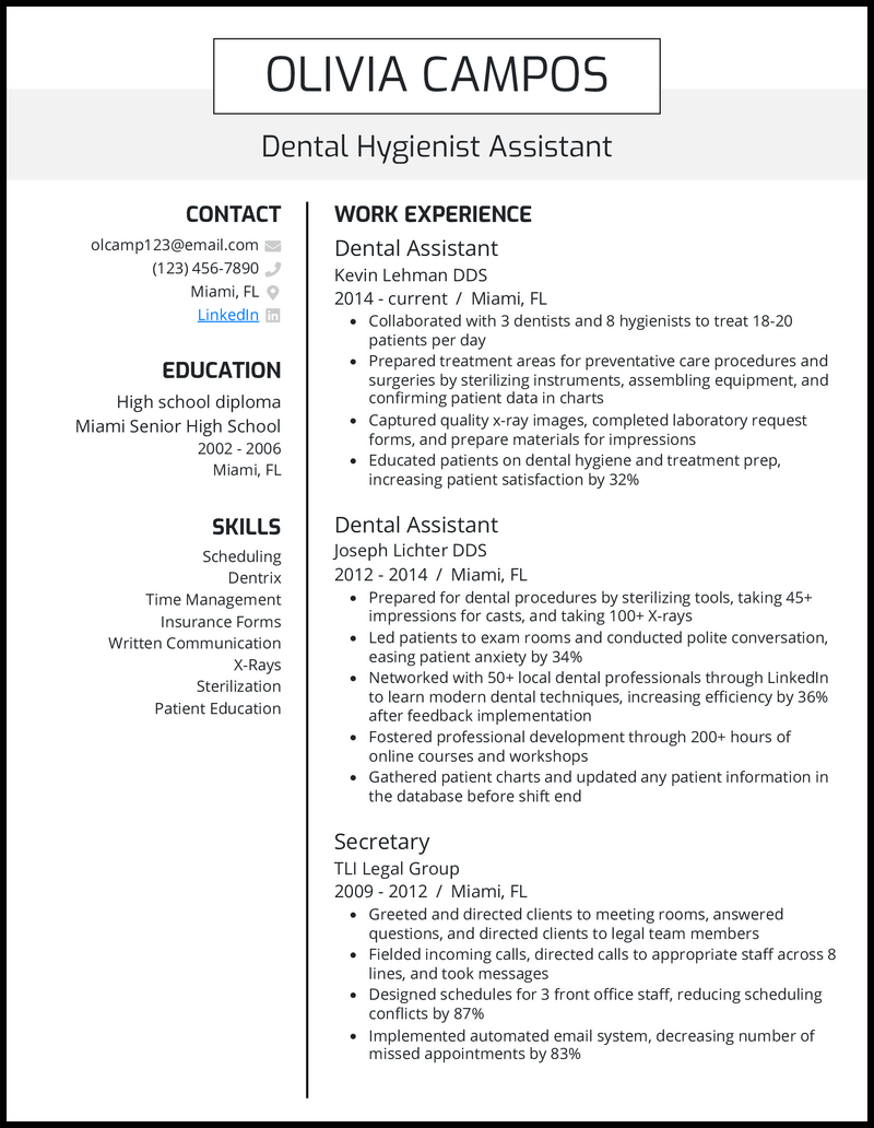 7 Dental Hygienist Resume Examples - Dental Hygienist Assistant Black Resume Example 