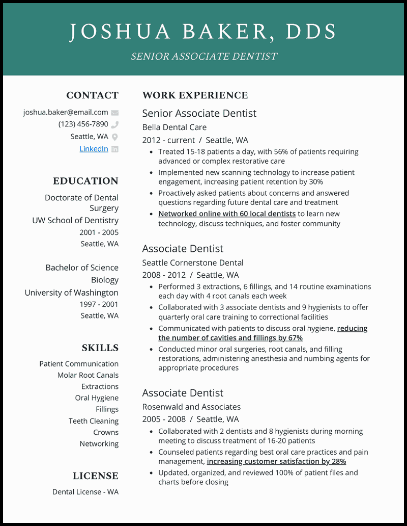 5 Dentist Resume Examples Guaranteed To Work In 2023 2024   Dentist Resume Example 