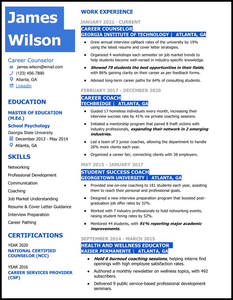 Education resume template for Word and Google Docs