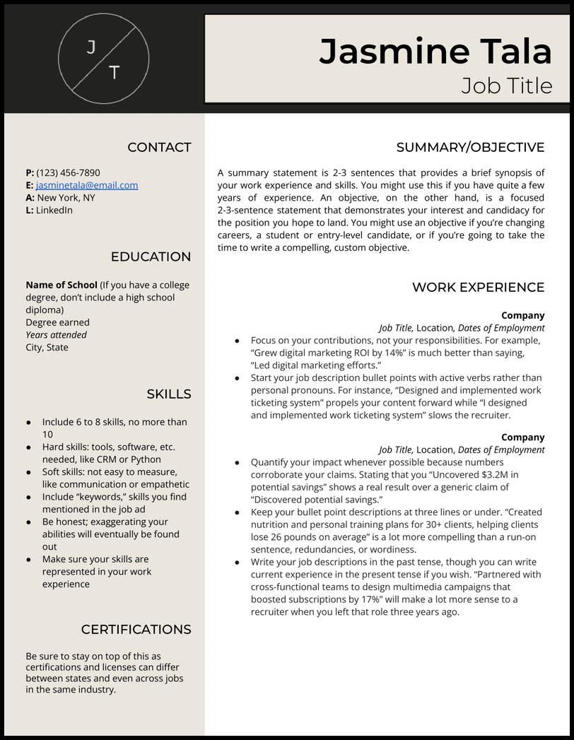 Elegant Google Docs resume template