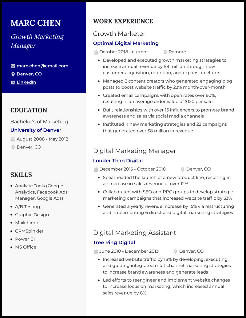 3 Growth Marketing Manager Resume Templates & Examples for 2026