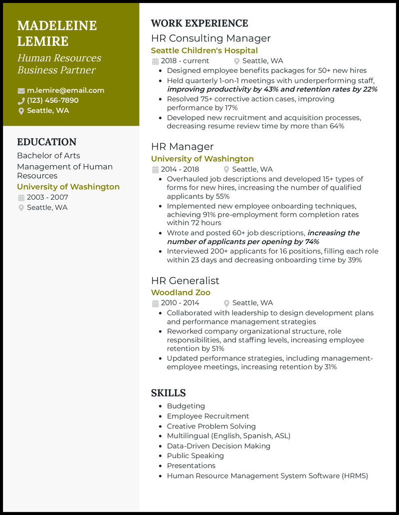 3 Human Resources (HR) Business Partner Resume Examples