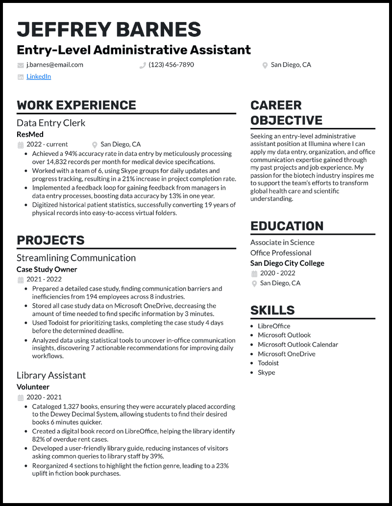 5 Real Entry Level Admin Assistant - Entry Level Administrative Assistant 3 Black Resume Example 
