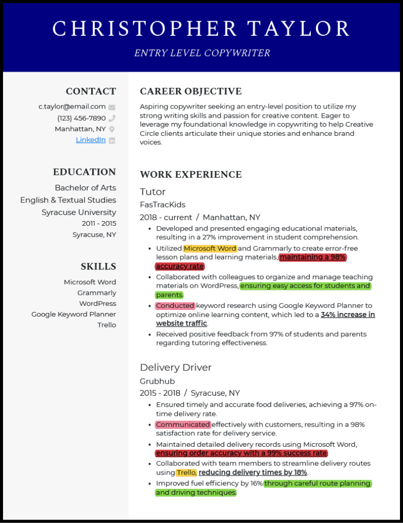 3 Copywriter Resume Examples to Work for You in 2024