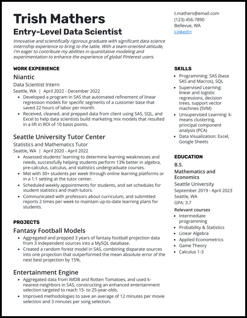 24 Data Scientist Resume Examples for 2026
