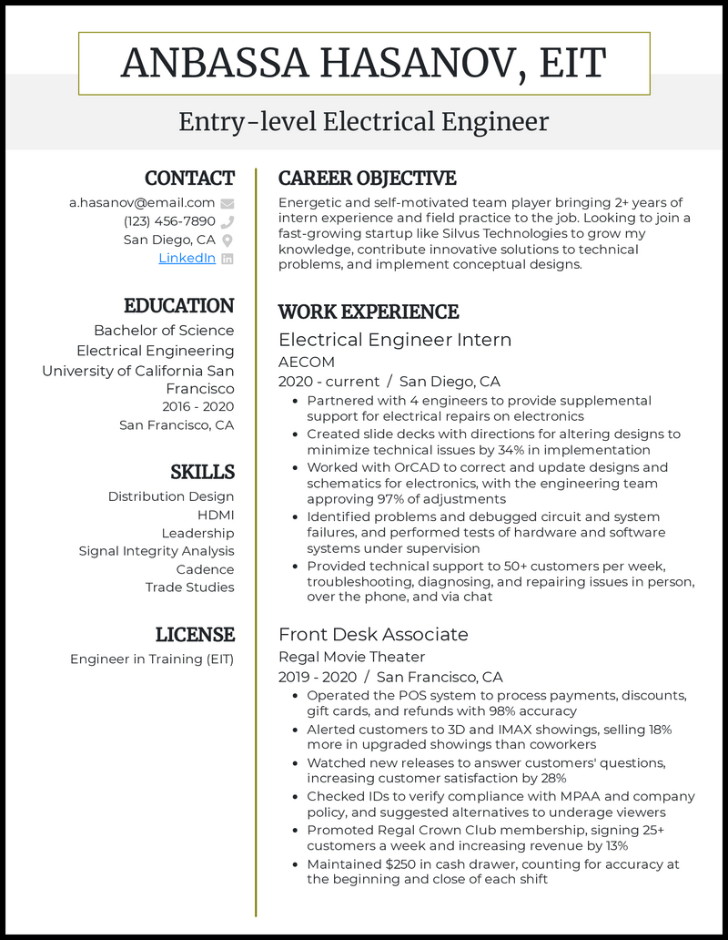 Electrical engineering hot sale experience