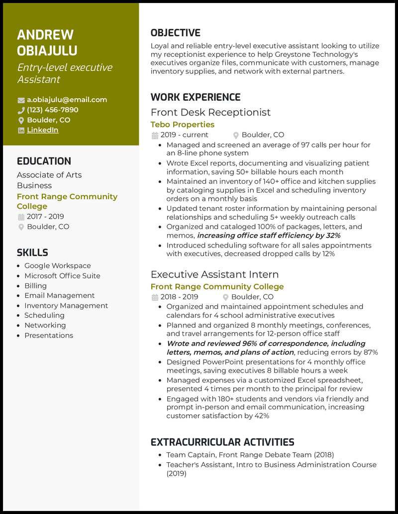 11 Executive Assistant Resume Examples for 2024