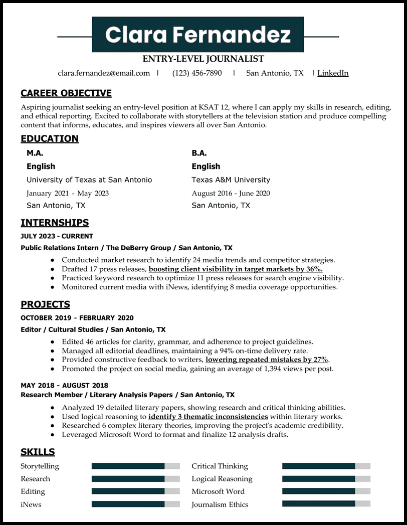 Entry-level Google Docs resume template