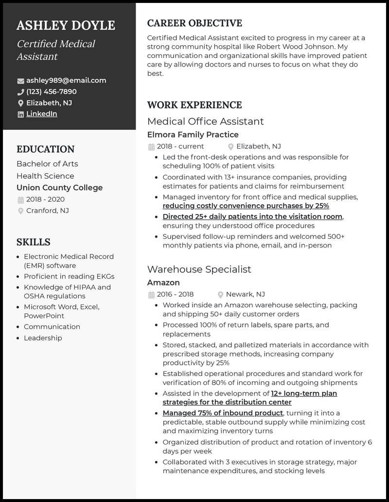 clinical medical assistant resume examples