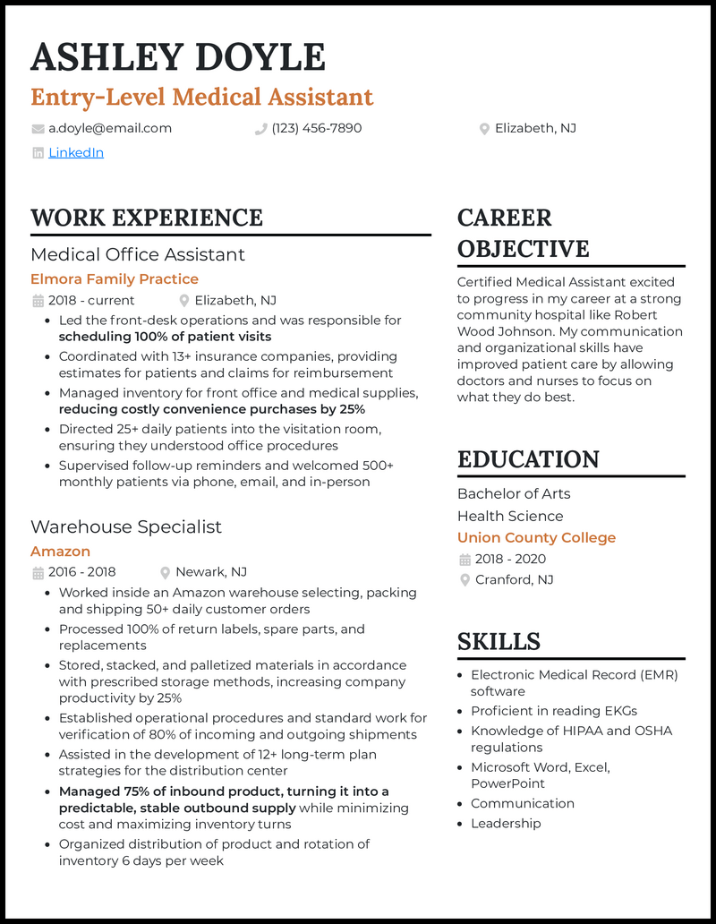 medical professional free resume template