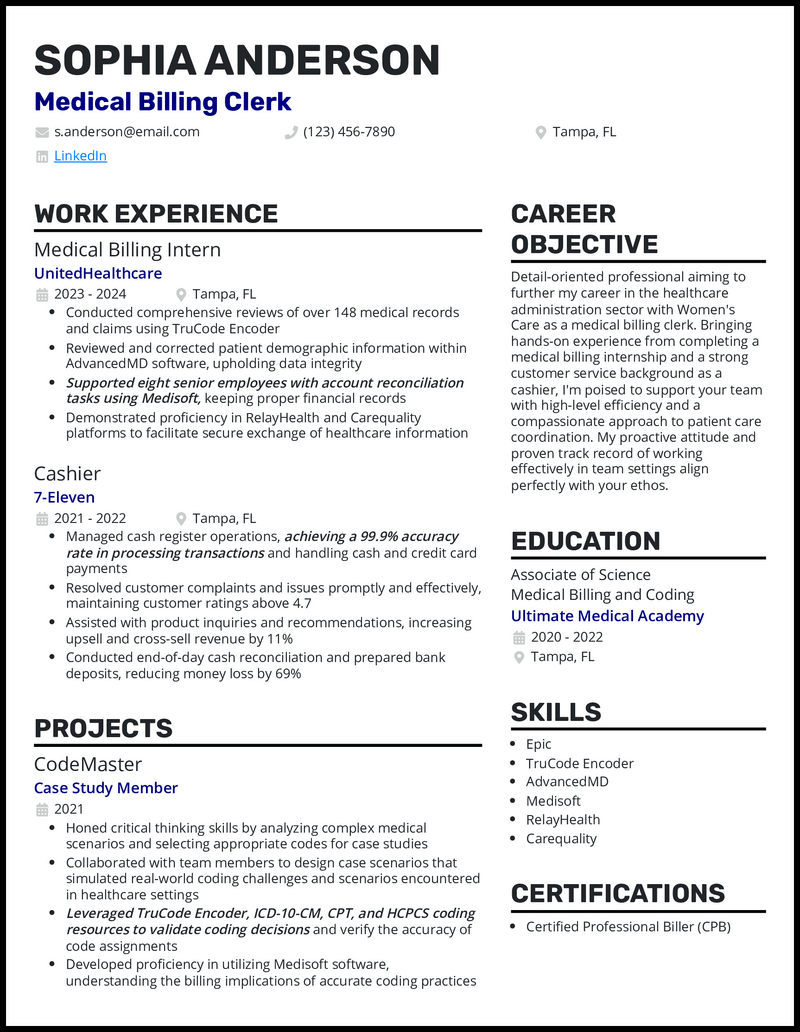 7 Medical Billing Resume Examples - Entry Level Medical Billing Royal Blue Resume Example 